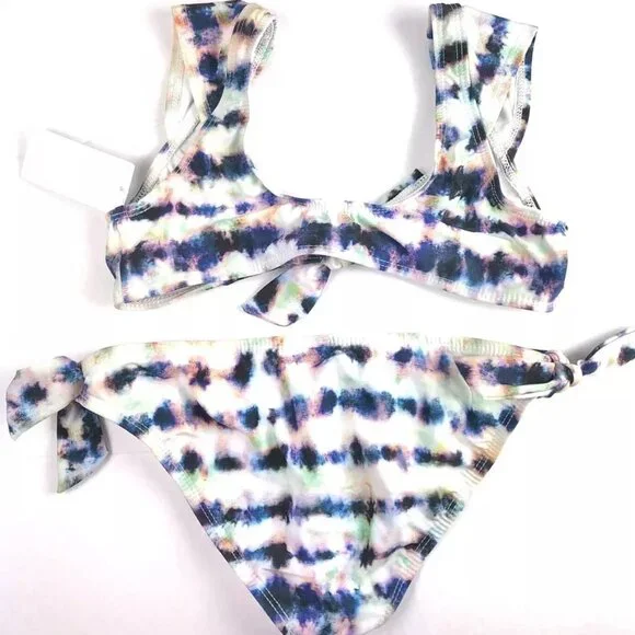 Splendid Girl’s Front Tie Multicolor Bikini Swimsuit Set Size 12